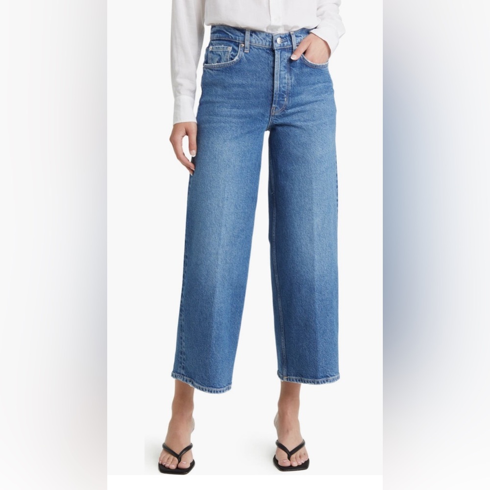 Rails Classic Wide Leg Cropped Jeans in Medium Blue